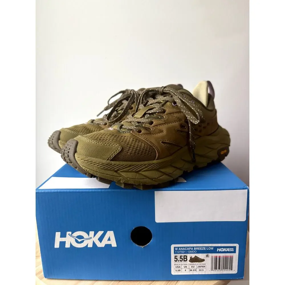 HOKA Anacapa Breeze Low Womens 5.5 Green Moss Dark Olive Hiking Shoes